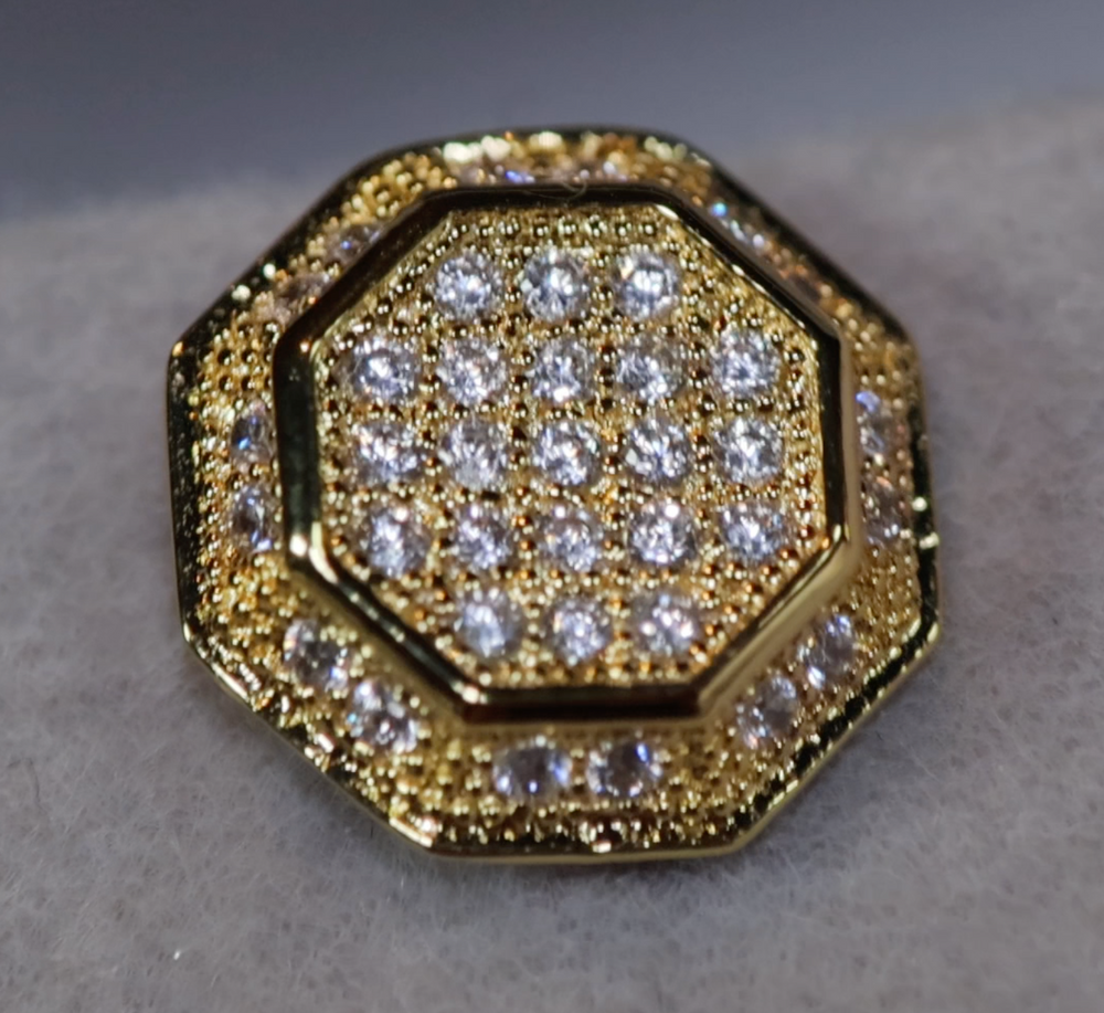 
            
                Load image into Gallery viewer, Octagon Diamond Ear Studs | Iced Out Ear Studs | Gold Diamond Ear Studs
            
        