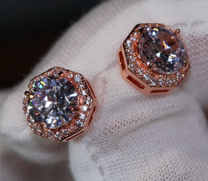 Rose Gold Ear Studs | Rose Gold Diamond Ear Studs