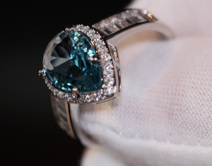 Teal Blue Diamond Ring | Pear Engagement Ring