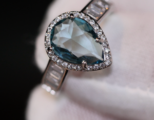 Teal Blue Diamond Ring | Pear Engagement Ring