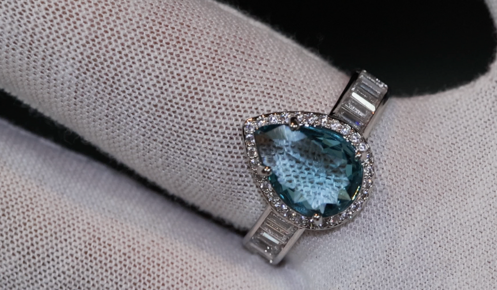 Teal Blue Diamond Ring | Pear Engagement Ring