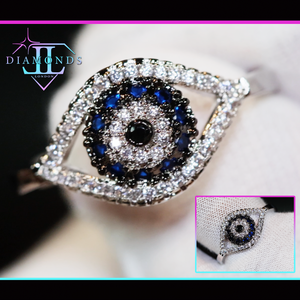 Evil eye diamond ring