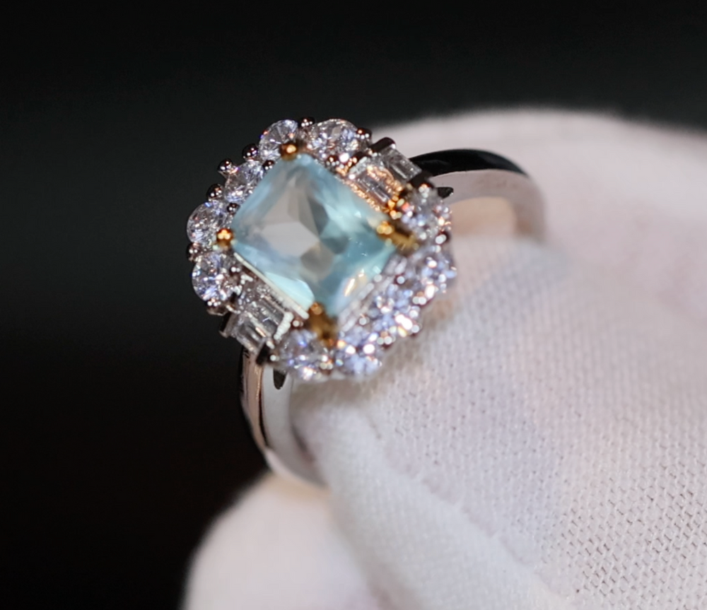 Aquamarine Blue Diamond Ring | Blue Diamond Ring