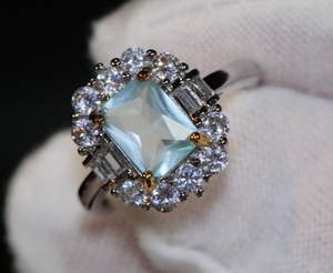 Aquamarine Blue Diamond Ring | Blue Diamond Ring