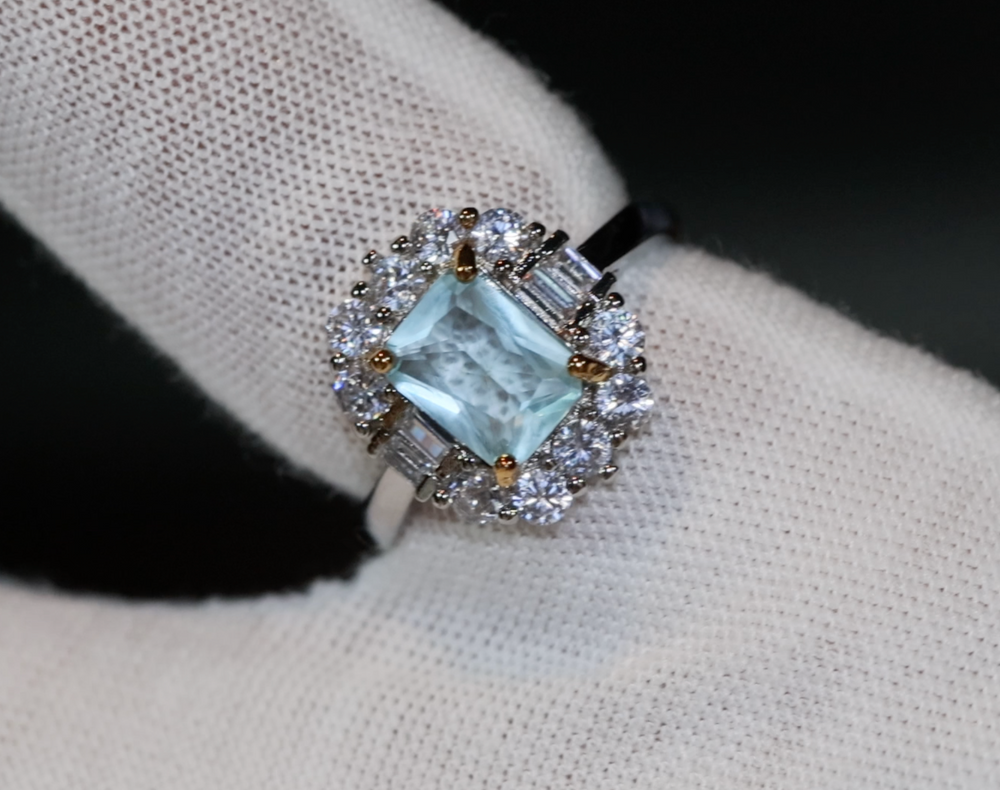 Aquamarine Blue Diamond Ring | Blue Diamond Ring