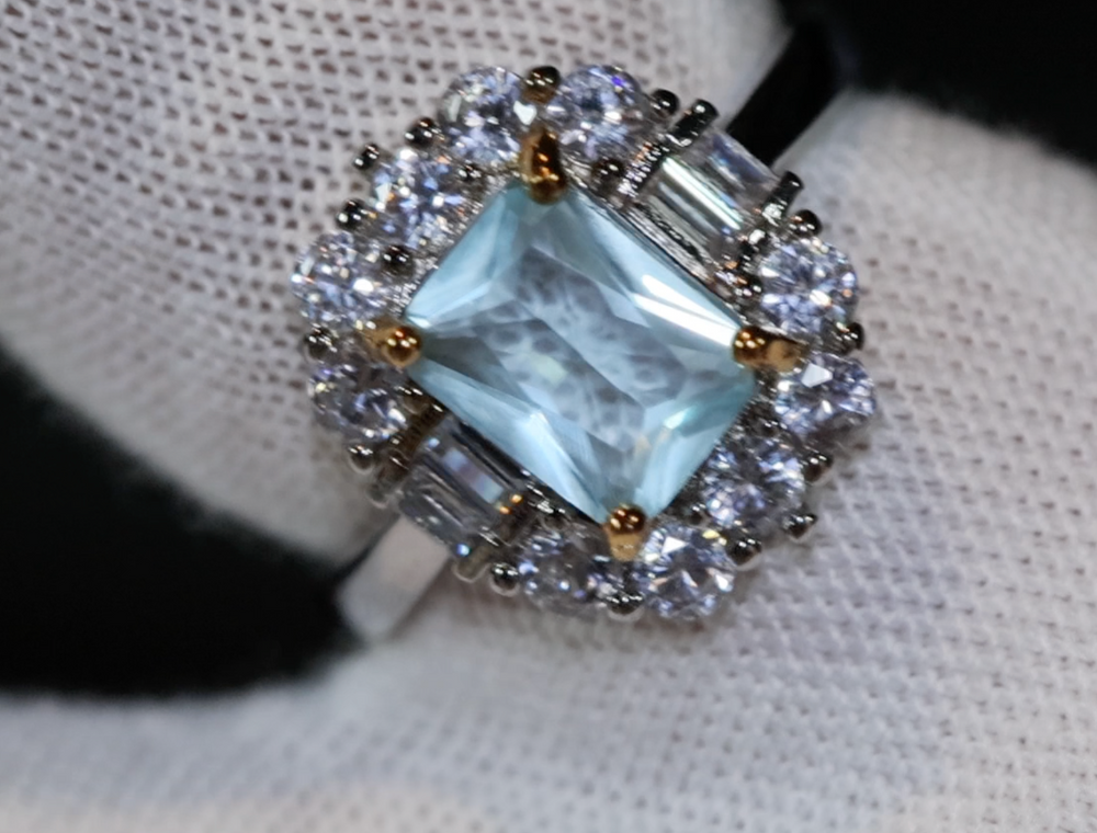 Aquamarine Blue Diamond Ring | Blue Diamond Ring