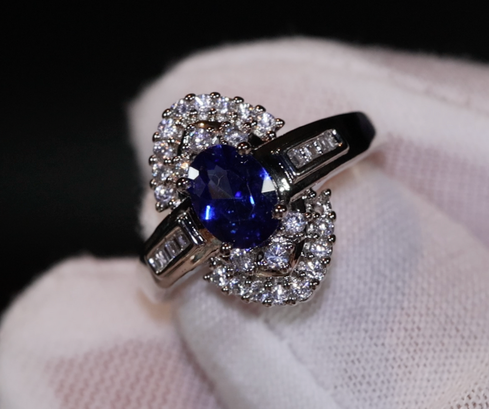 Blue Diamond Engagement Ring | Oval Wedding Ring | Sapphire Wedding Ring