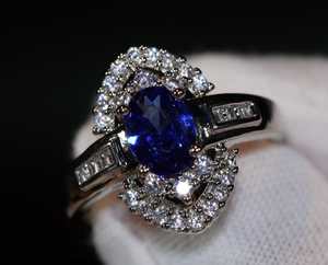 Blue Diamond Engagement Ring | Oval Wedding Ring | Sapphire Wedding Ring