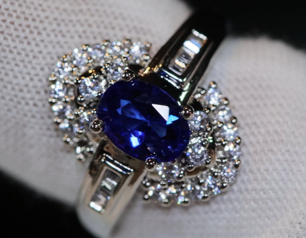 Blue Diamond Engagement Ring | Oval Wedding Ring | Sapphire Wedding Ring