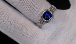 Sapphire Blue Diamond Ring | Blue Cushion Diamond Ring