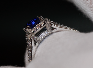 Sapphire Blue Diamond Ring | Blue Cushion Diamond Ring