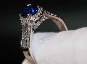 Sapphire Blue Diamond Ring | Blue Cushion Diamond Ring