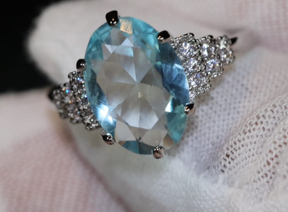 Aquamarine Engagement Ring |  Oval Engagement Ring | Blue Diamond Ring
