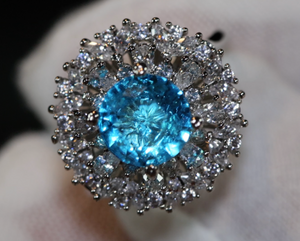 Aquamarine Blue Diamond Ring | Womens Big Blue Diamond Ring