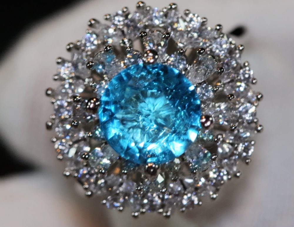 Aquamarine Blue Diamond Ring | Womens Big Blue Diamond Ring