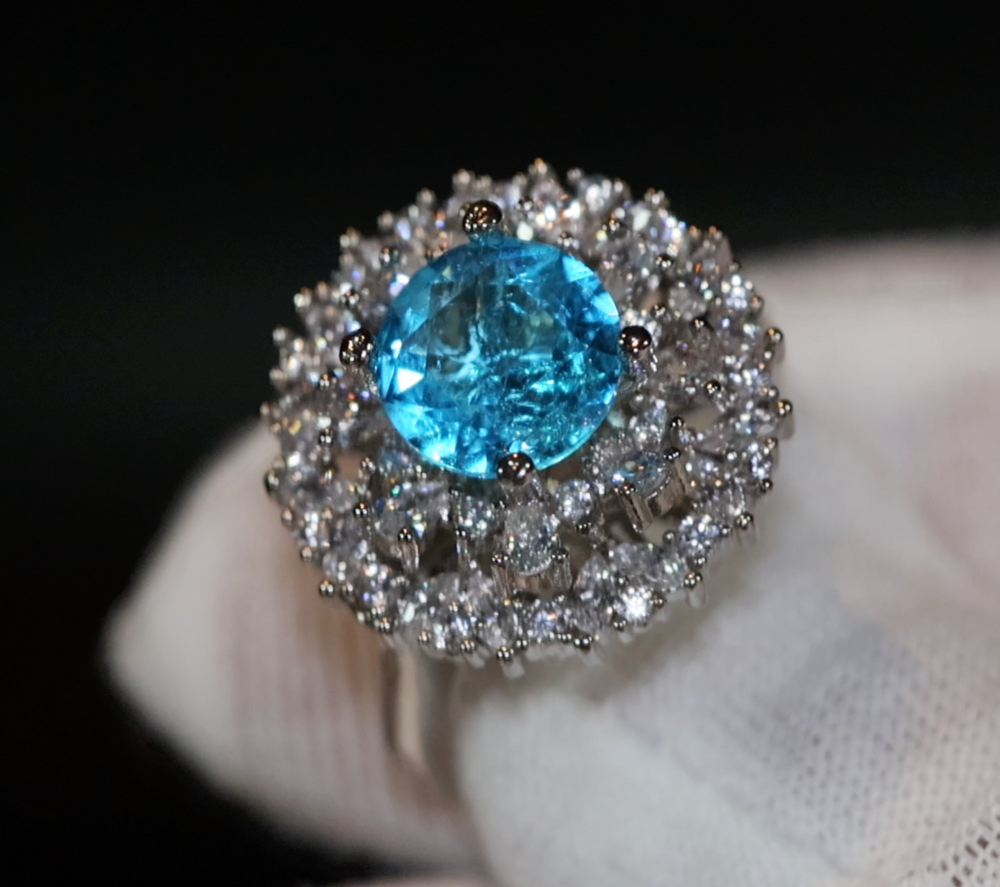 Aquamarine Blue Diamond Ring | Womens Big Blue Diamond Ring