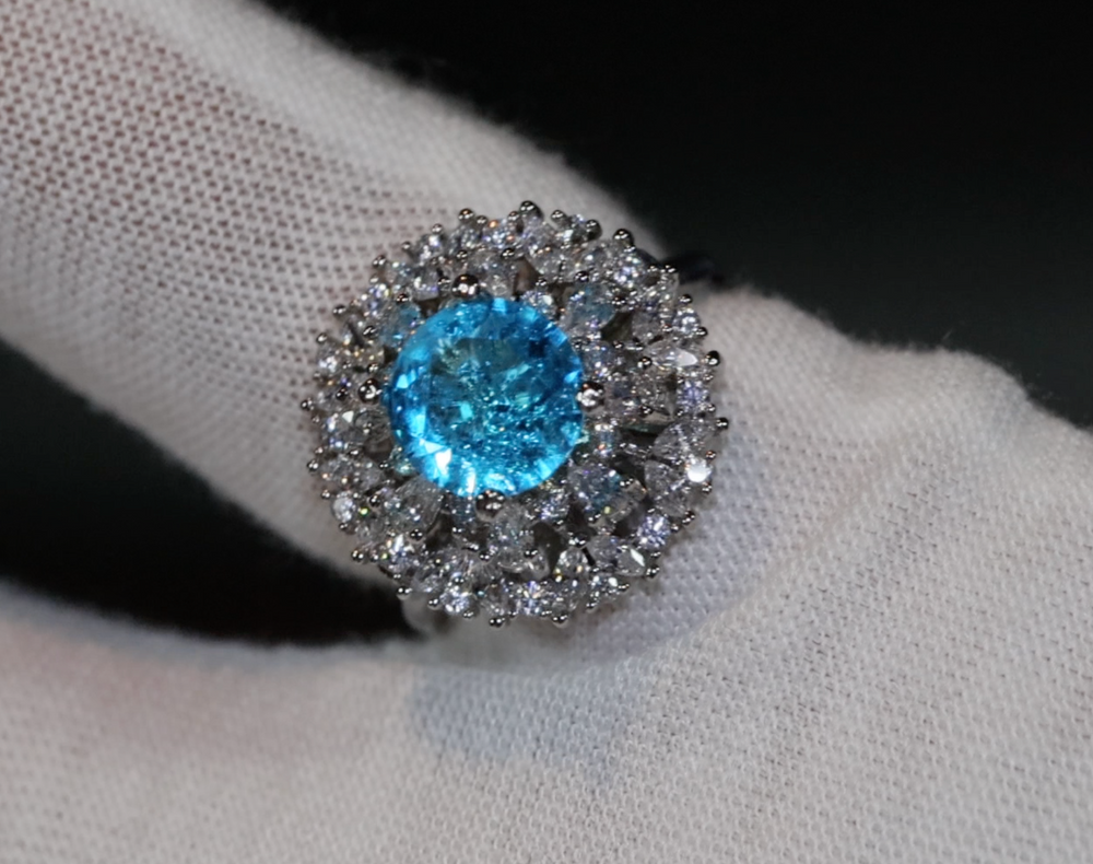 Aquamarine Blue Diamond Ring | Womens Big Blue Diamond Ring