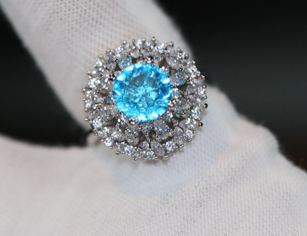 Aquamarine Blue Diamond Ring | Womens Big Blue Diamond Ring