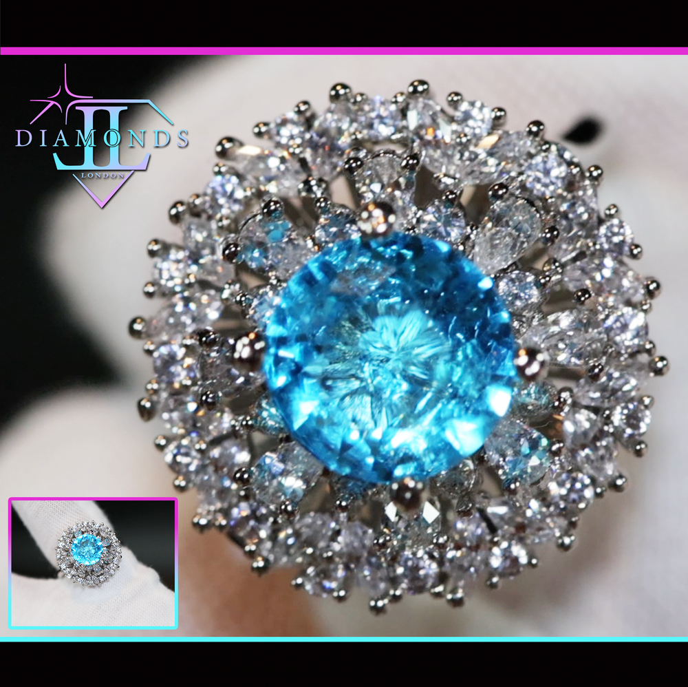 Womens Big Blue Diamond Ring