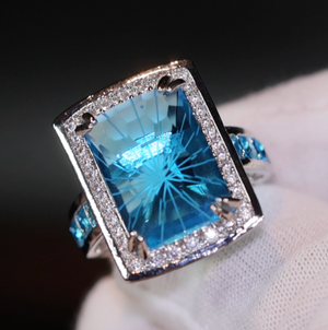 Big Blue Diamond Ring | Big Diamond Ring | Womens Statement Ring