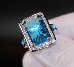 Big Blue Diamond Ring | Big Diamond Ring | Womens Statement Ring