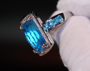 Big Blue Diamond Ring | Big Diamond Ring | Womens Statement Ring