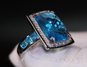 Big Blue Diamond Ring | Big Diamond Ring | Womens Statement Ring