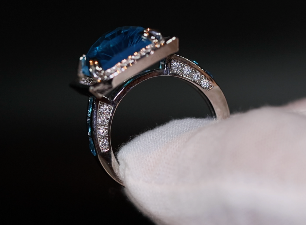 Big Blue Diamond Ring | Big Diamond Ring | Womens Statement Ring
