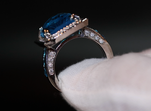 Big Blue Diamond Ring | Big Diamond Ring | Womens Statement Ring