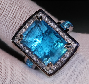 Big Blue Diamond Ring | Big Diamond Ring | Womens Statement Ring