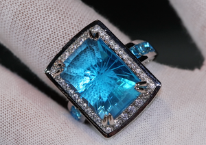 Big Blue Diamond Ring | Big Diamond Ring | Womens Statement Ring