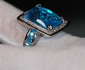 Big Blue Diamond Ring | Big Diamond Ring | Womens Statement Ring
