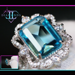 Aquamarine Blue Emerald Diamond Ring