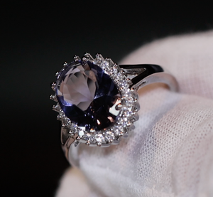 Purple Wedding Ring | Blue Wedding Ring | Amethyst Diamond Ring