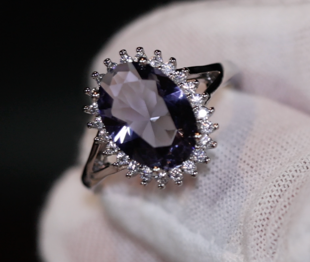 Purple Wedding Ring | Blue Wedding Ring | Amethyst Diamond Ring