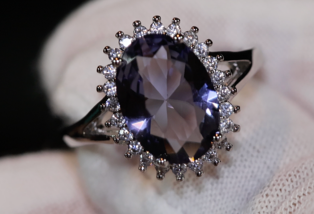 Purple Wedding Ring | Blue Wedding Ring | Amethyst Diamond Ring