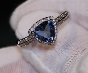 Blue Wedding Ring | Trilliant Engagement Ring | Trillion Wedding Ring