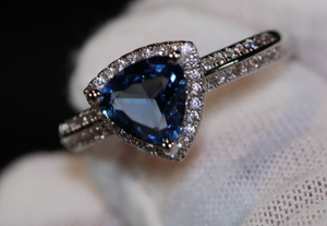 Blue Wedding Ring | Trilliant Engagement Ring | Trillion Wedding Ring