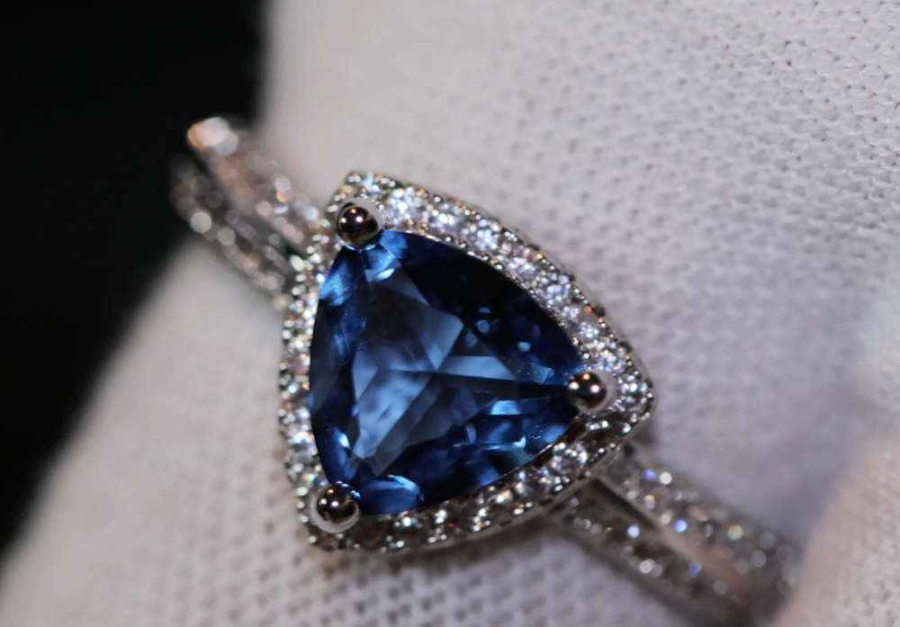 Blue Wedding Ring | Trilliant Engagement Ring | Trillion Wedding Ring