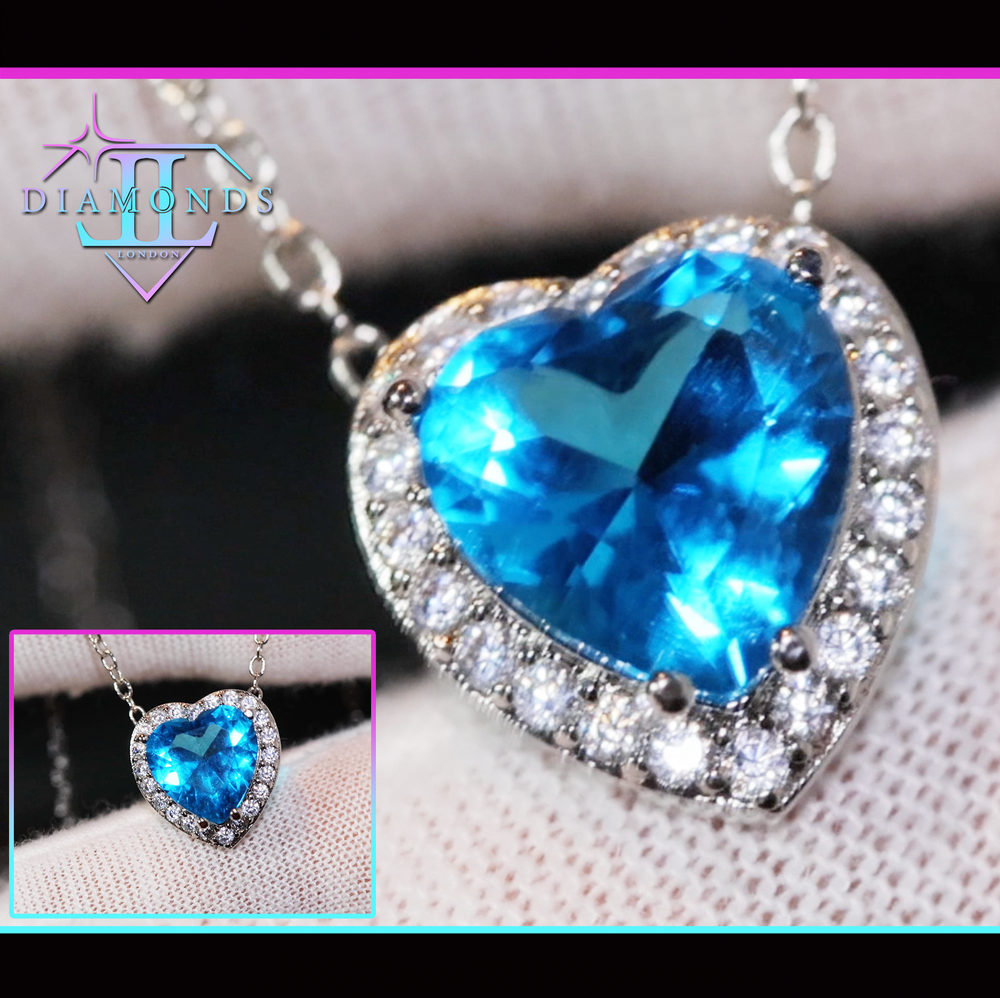 Blue Diamond Heart Pendant