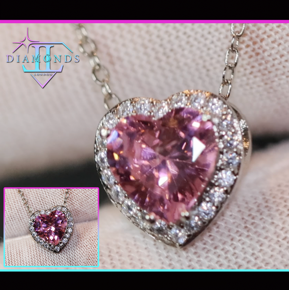 pink diamond heart pendant