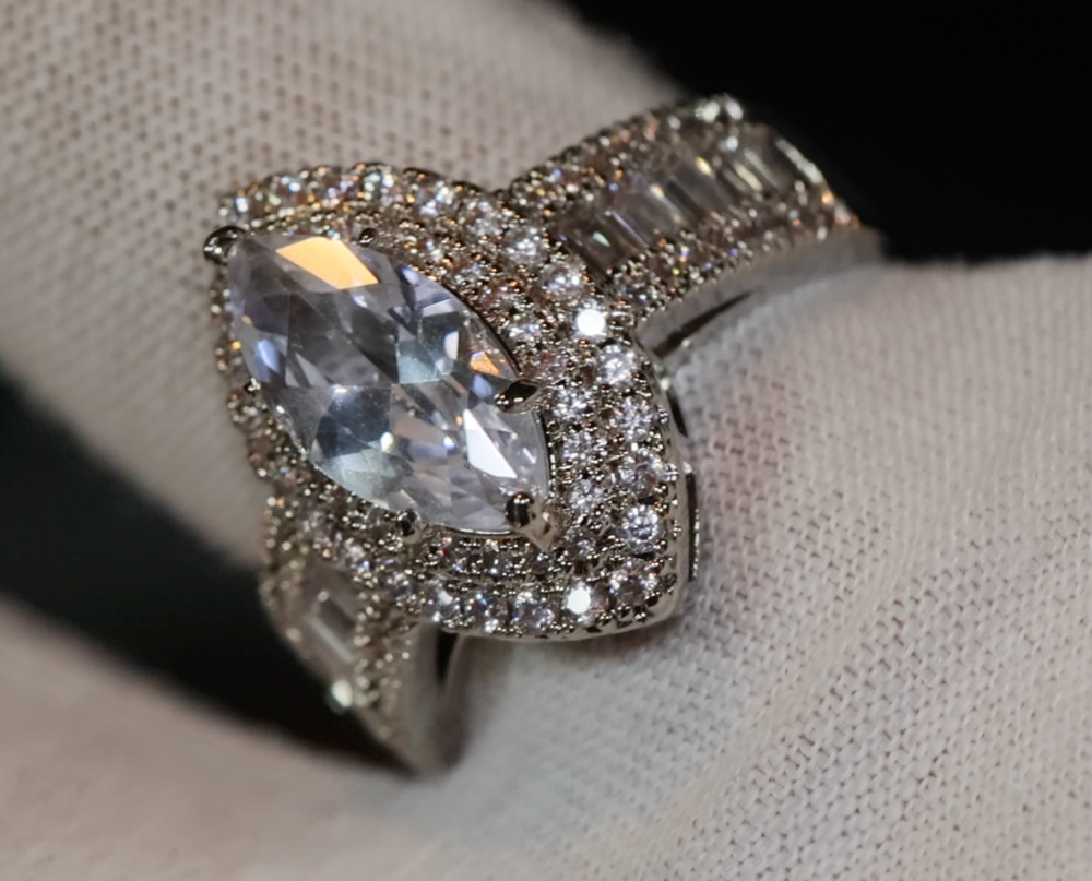 Marquise Ring | Promise Ring | Marquise Diamond Engagement Ring | Halo Wedding Ring