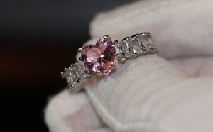 Heart Ring | Pink Diamond Heart Ring | Heart Ring with Diamonds | Engagement Ring | Pink Diamond Ring