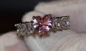 Heart Ring | Pink Diamond Heart Ring | Heart Ring with Diamonds | Engagement Ring | Pink Diamond Ring