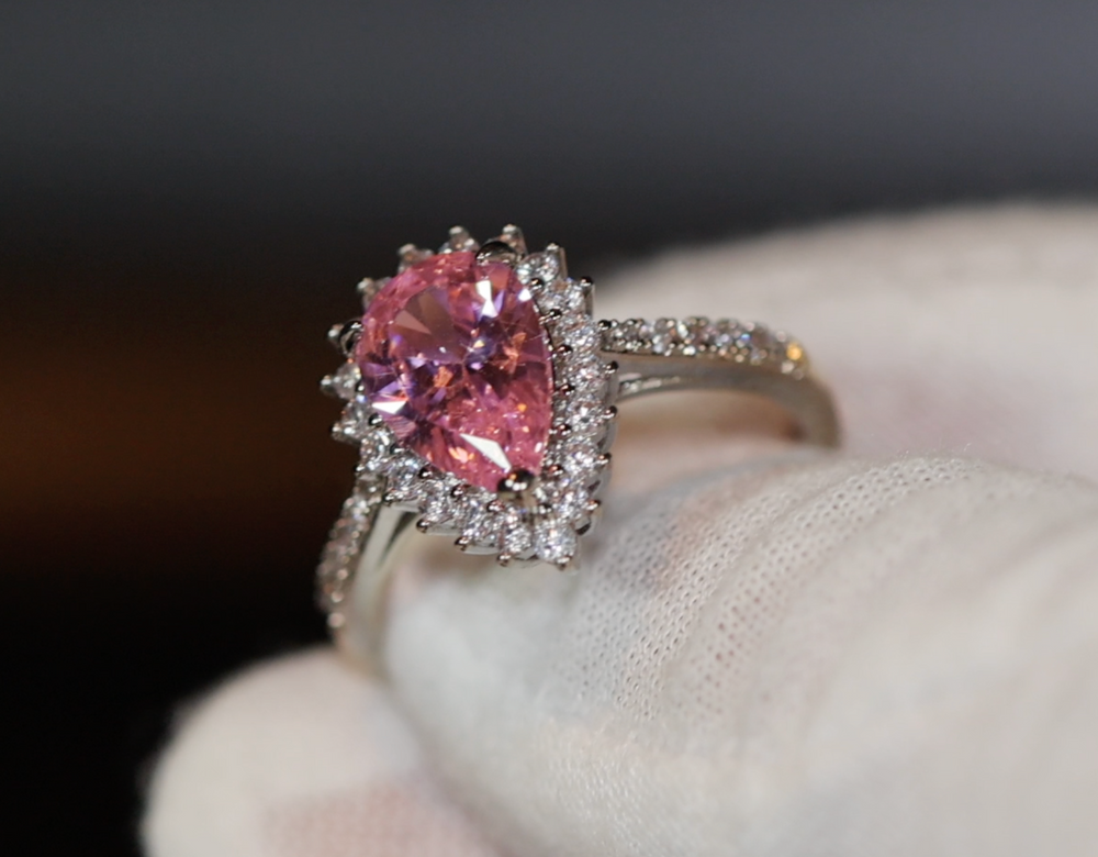 Pink Diamond Ring | Pink pear cut diamond ring