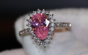 Pink Diamond Ring | Pink pear cut diamond ring