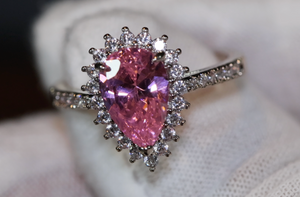 Pink Diamond Ring | Pink pear cut diamond ring