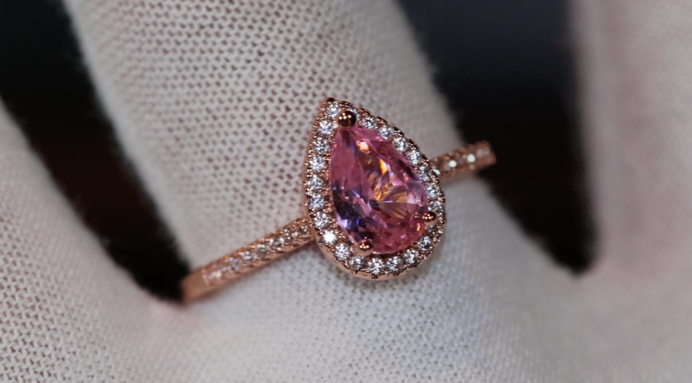 Rose Gold Pear Cut Diamond Ring