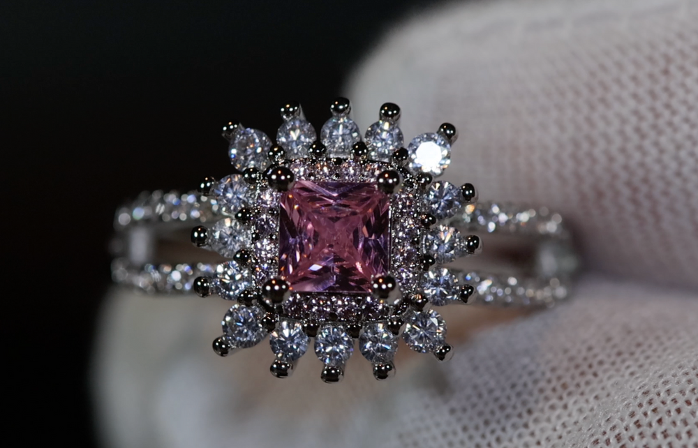 
            
                Load image into Gallery viewer, Pink diamond Ring | Pink Princess Cut Diamond Ring
            
        