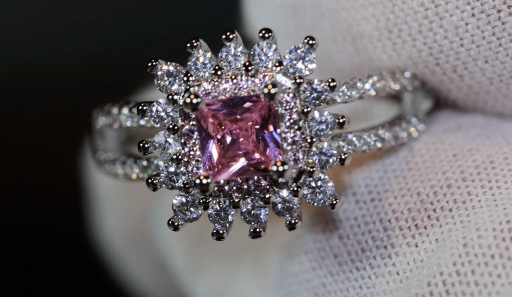 
            
                Load image into Gallery viewer, Pink diamond Ring | Pink Princess Cut Diamond Ring
            
        